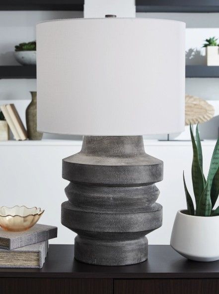 Signature Design by Ashley® Wahida Distressed Black Table Lamp-3