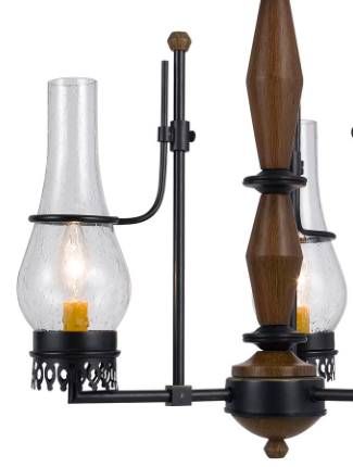 Cal® Lighting & Accessories Trenton 3-Light Metal/Wood Chandelier-1