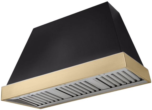 AGA Euclid 48" Matte Black Wall Mounted Range Hood  with Brushed Brass Trim-0