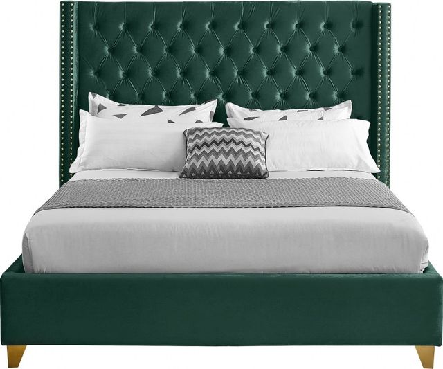 Meridian Furniture Barolo Green Velvet Full Bed-1