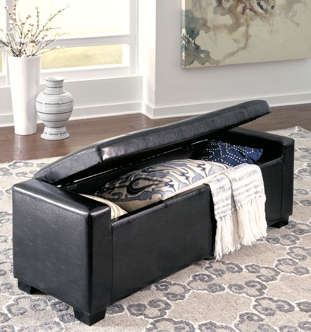 Signature Design by Ashley® Benches Black Upholstered Storage Bench-3