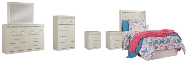 Signature Design by Ashley® Dreamur 6-Piece Champagne Twin Panel Headboard Bed Set-0