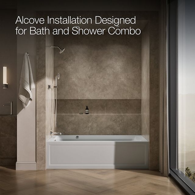 KOHLER® Archer® Ice Gray 72" x 36" Alcove Whirlpool Bath with Bask® Heated Surface - Left Drain-3