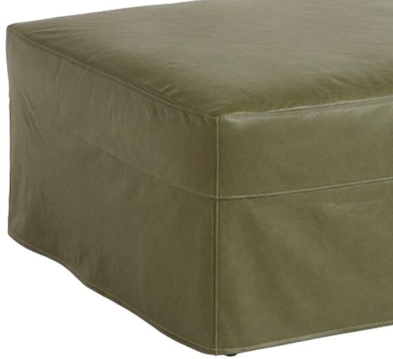 Four Seasons Customizable Leather Large Square Slipcovered Ottoman-1