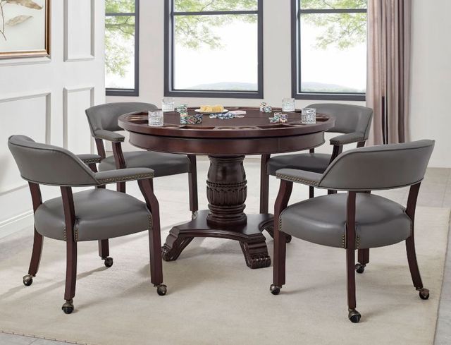 Steve Silver Co. Tournament 5-Piece Cherry/Gray Game Table Set-1