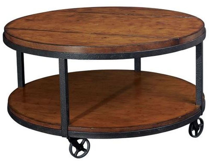 Hammary Baja Vintage Umber Round Cocktail Table with Black Frame Store For Homes Furniture Flooring Newton IA