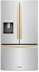 ZLINE Autograph Edition 36" 28.9 Cu. Ft. Stainless Steel Freestanding French Door Refrigerator with Dual Ice Maker and Champagne Bronze Modern Handle-0
