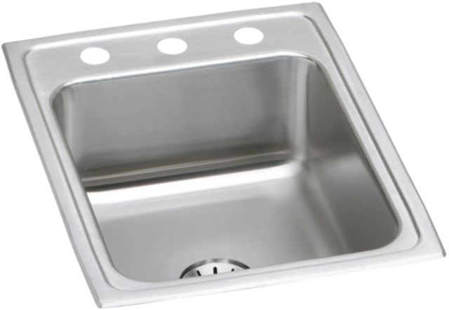 Elkay Lustertone® Classic Lustrous Satin 17" x 22" x 7-5/8" 3-Hole Single Bowl Drop-In Sink with Perfect Drain®-0