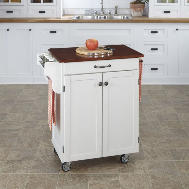 homestyles® Cuisine Cart Cherry/White Kitchen Cart-1