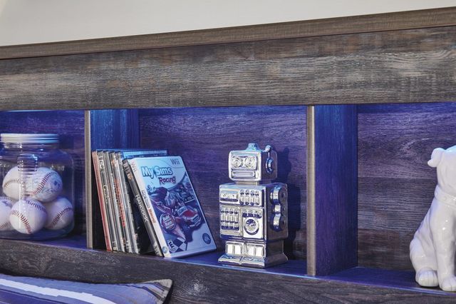 Signature Design by Ashley® Drystan Brown Queen Bookcase Headboard-3