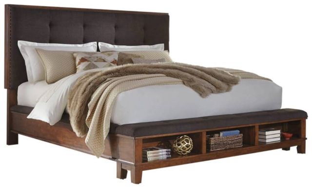 Signature Design by Ashley® Ralene 2-Piece Medium Brown King Upholstered Panel Bed Set-1
