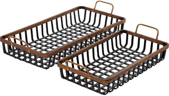 Deco Marche 2-Piece Black Grid Tray Set-0