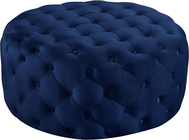 Meridian Furniture Addison Navy Velvet Ottoman-0