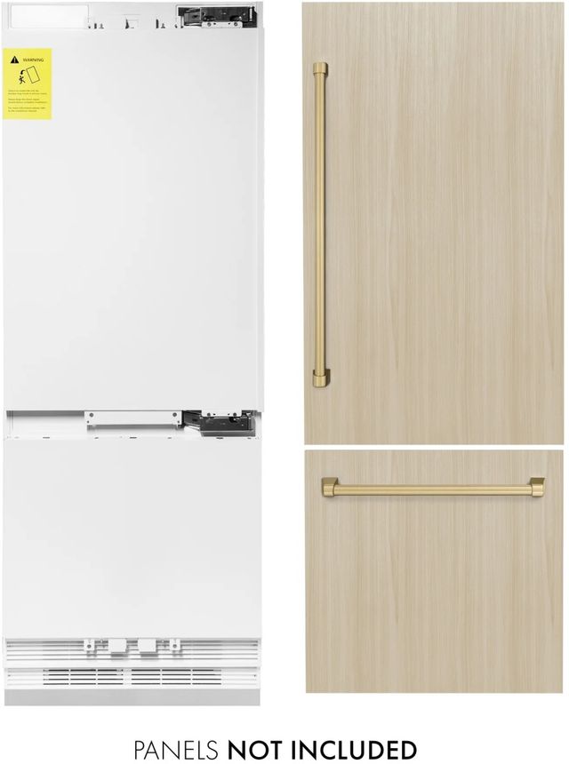 ZLINE Autograph Edition 30" 16.1 Cu. Ft. Panel Ready Built In Counter Depth Bottom Freezer Refrigerator with Champagne Bronze Accents-2