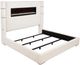 Coaster® Tisdall Cream Eastern King Upholstered Panel Bed with Flame Visualizer-1