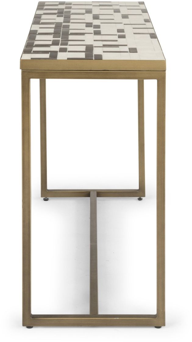 homestyles® Geometric II Bronze Console Table with Cream Mosaic Tile Top-2
