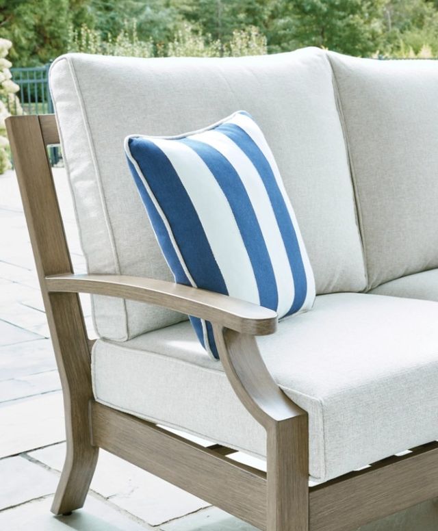 Signature Design by Ashley® Rainier Ranch Beige/Brown Aluminum/Fabric Outdoor Loveseat-4