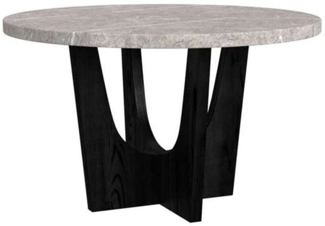 Elements International Oregon Gray 52" Faux Marble Top Dining Table with Black Base-0