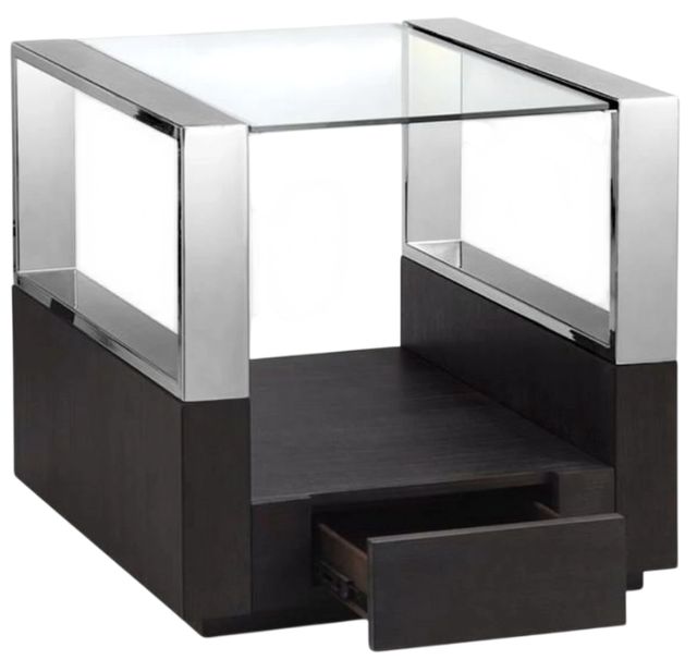 Magnussen Home® Revere Glass Top End Table with Graphite Base-2