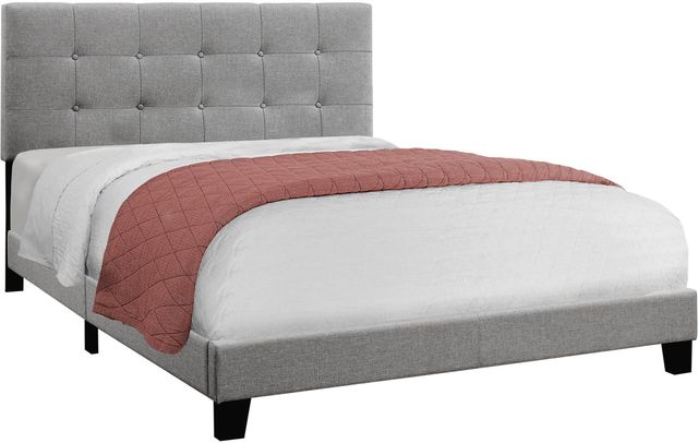 Monarch Specialties Inc. Grey Linen Queen Bed-2