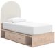 Signature Design by Ashley® Shapella Tan/White Youth Twin 4-Drawer Upholstered Storage Panel Bed-1