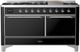 Ilve® Majestic III 60" Glossy Black Pro Style Dual Fuel Natural Gas Range with Solid Door and Chrome Trim-0