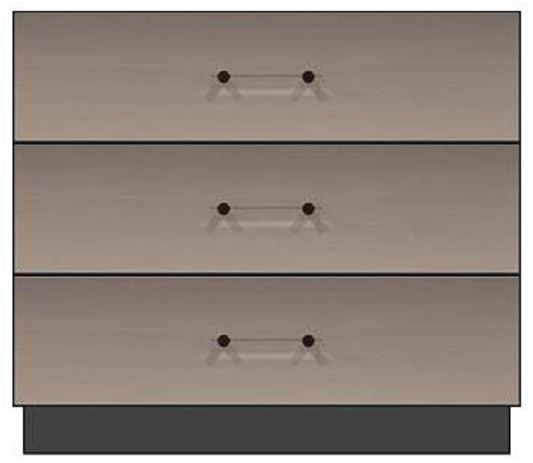 Country View Woodworking Customizable American Modern 36" Solid 3-Drawer Plinth Base Bedside Chest-0