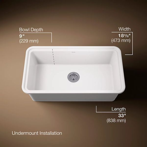 KOHLER® Audrine™ White 33" Undermount Single-Bowl Workstation Kitchen Sink-2