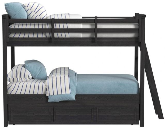 Elements International Hampton Kids Charcoal Youth Twin/Twin Bunk Bed with Ladder and Trundle-2