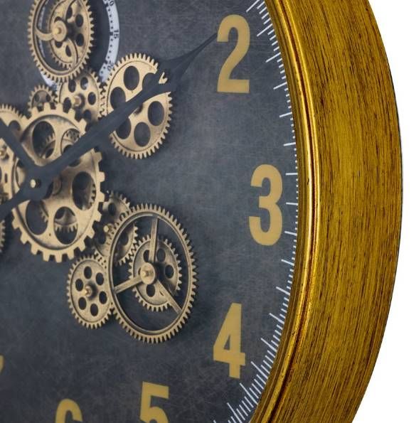 YHD Dark/Gold Round Gear Clock-4