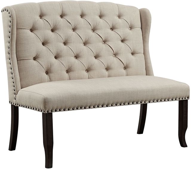 Furniture of America® Sania Antique Black/Beige Bench-0