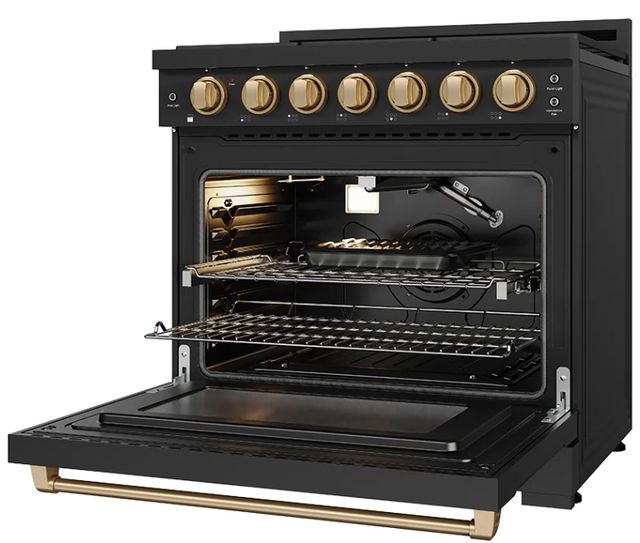 Thor Kitchen Gordon Ramsay Collection 36" Black Pro Style Liquid Propane Range with Precision Knob Control and Bronze Trim-4