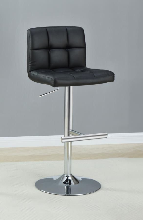 Coaster® Lenny 2-Piece Chrome/Black Adjustable Height Stools-9