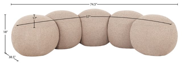 Meridian Furniture Apollo Beige 75" Boucle Fabric Upholstered Bench-4
