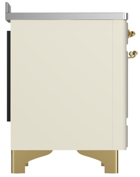 Ilve® Majestic III 48" Antique White Pro Style Induction Range with Solid Door and Brass Trim-3