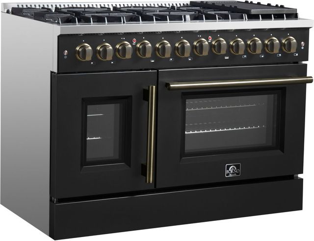 FORNO® Galiano Alta Qualita 48" Black Pro Style Dual Fuel Range -2