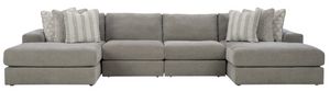 Front view of the Signature Design by Ashley® Avaliyah 4-Piece Ash U-Shape Double Chaise Sectional