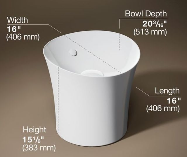 Kohler Veil™ White 16" Round Vessel Bathroom Sink or Pedestal Sink Basin-2