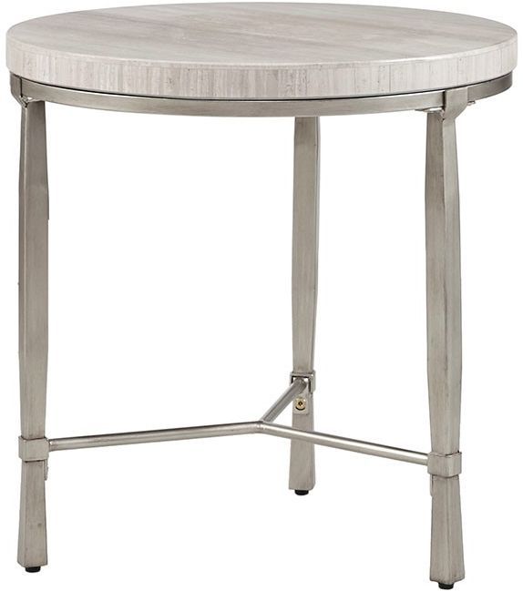 Olliix by Madison Park Silver/Cream Reese Real Marble Round End Table-1