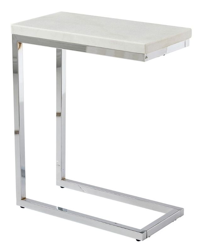 Steve Silver Co. Echo White Marble Top Chairside End Table with Chrome Base-0