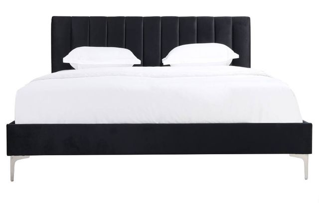 Mazin Furniture Melina Black King Upholstered Platform Bed-0