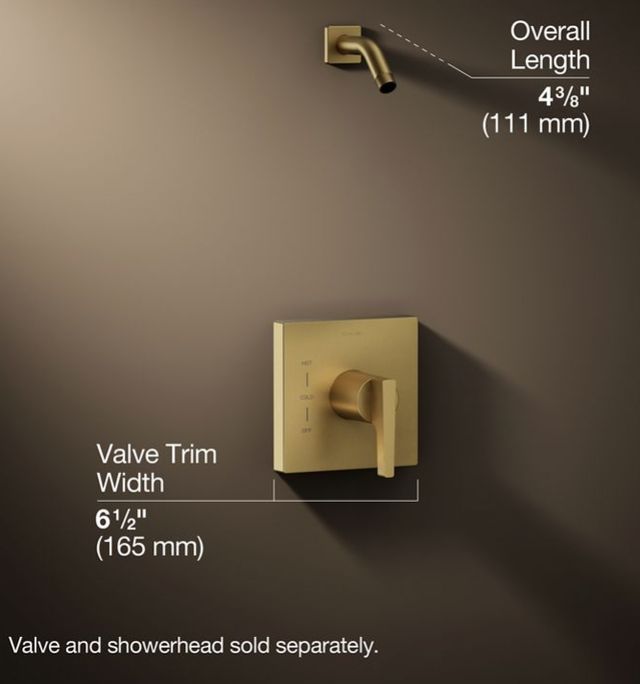 KOHLER® Honesty® Rite-Temp® Vibrant Brushed Moderne Brass Shower Trim Kit-2