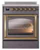 Ilve® Nostalgie II Noblesse 30'' Graphite Matte Pro Style Induction Range with Brass Trim-1