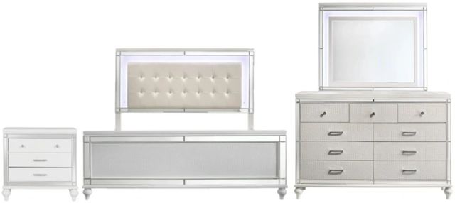 New Classic® Home Furnishings Valentino 4-Piece White California King Panel Bedroom Set-0