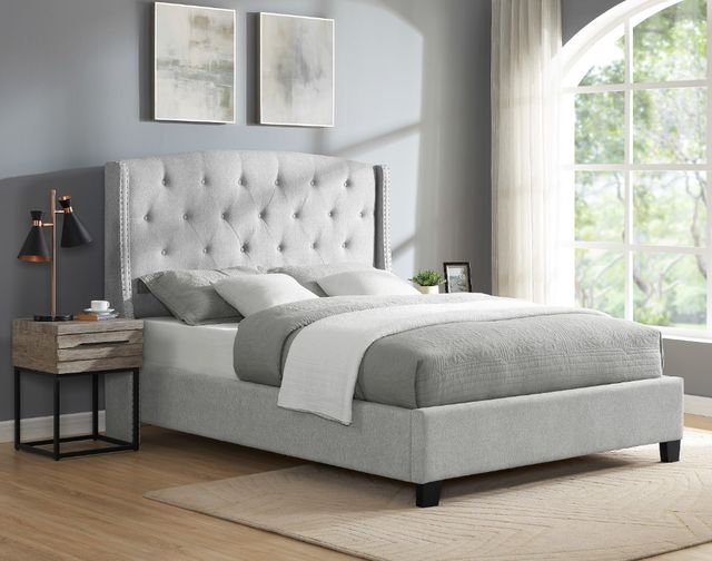 Crown Mark Eva Dove King Upholstered Panel Bed-1