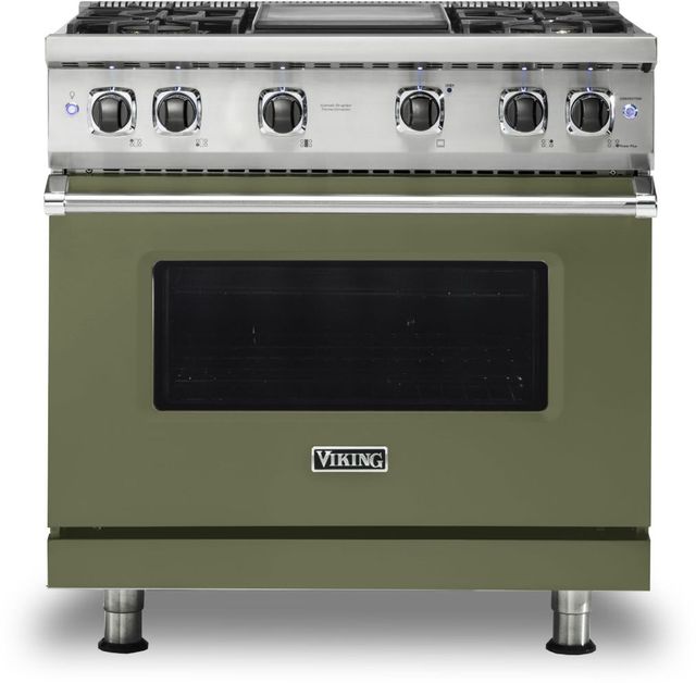 Viking® 5 Series 36" Cypress Green Pro Style Natural Gas Range with 12" Griddle-0