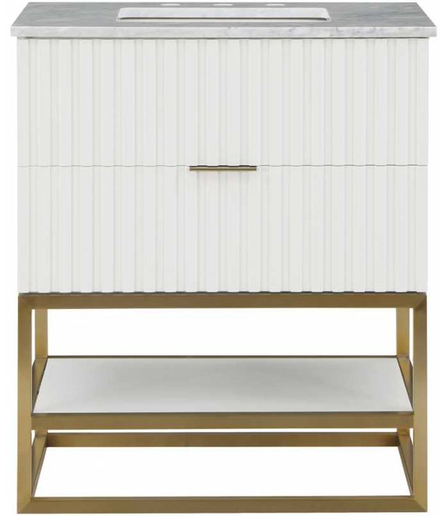 Meridian Furniture Monad Brushed Gold/White 30" Bathroom Vanity-2