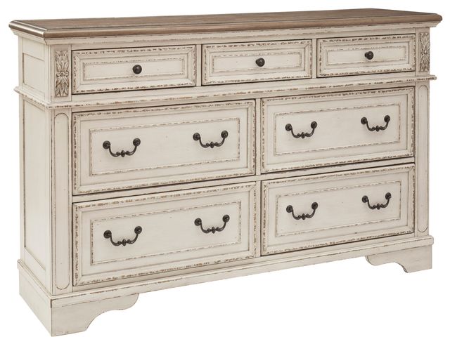 Signature Design by Ashley® Realyn 3-Piece Chipped White Queen Upholstered Panel Bed Set-2