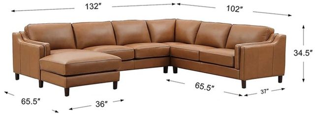 Hydeline® Bella 4-Piece Cognac Brown Left-Arm Facing Sectional-1