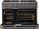 Viking® 5 Series 48" Damascus Gray Pro Style Gas (NG) Range with Brushed Brass Trim-1
